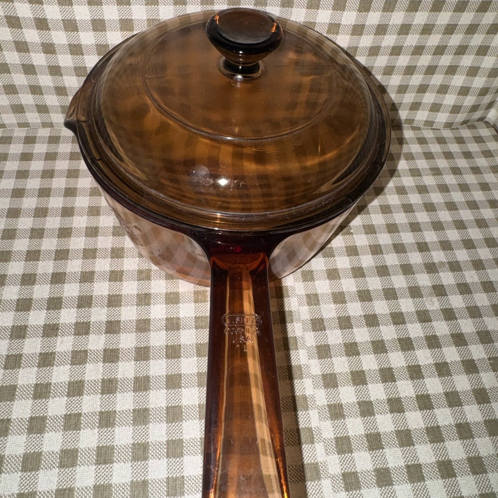 Vintage Corning visions Amber Glass Saucepan with Lid - Amber Brown 1 liter - Picture 2 of 6